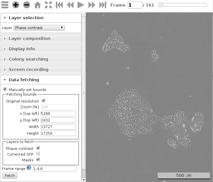 Data fetching module screenshot
