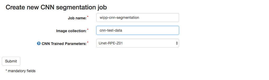 WIPP CNN Segmentation job screenshot