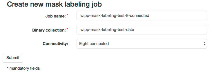 WIPP Mask Labeling job screenshot