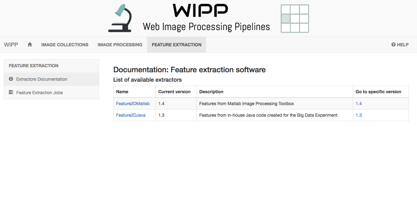 WIPP Extractors documentation screenshot
