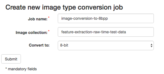 WIPP Image Type Conversion job screenshot