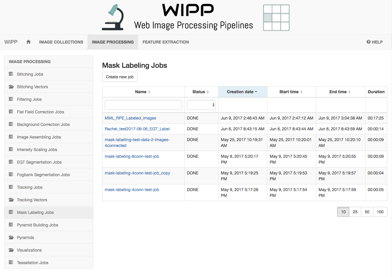 WIPP Mask Labeling jobs screenshot