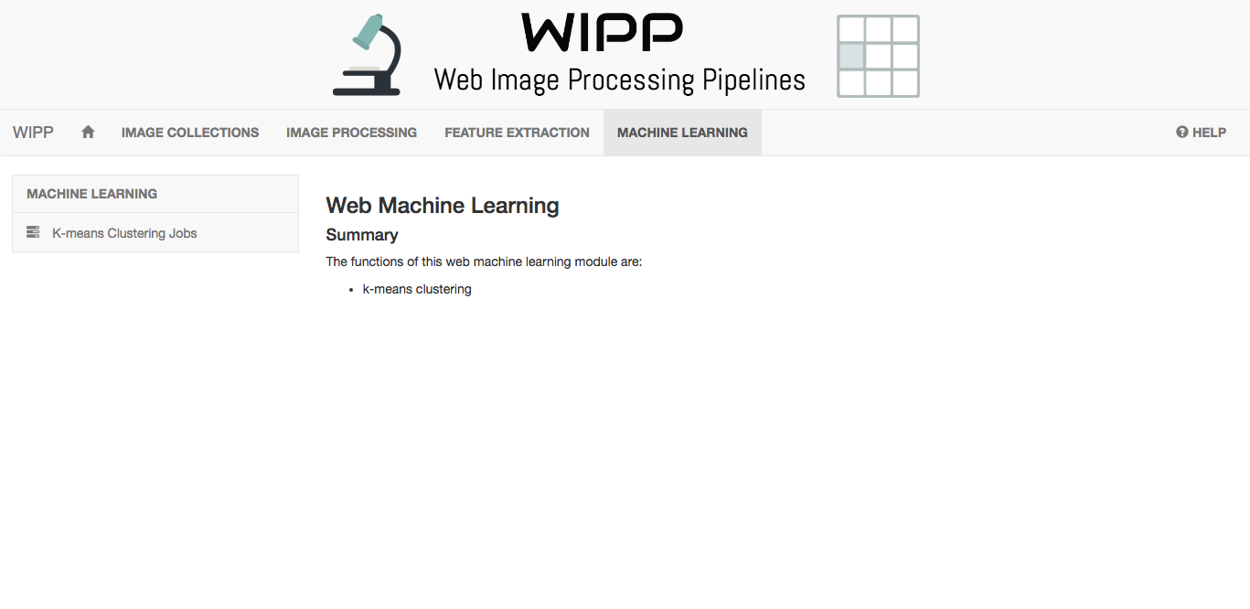 WIPP Machine Learning module screenshot