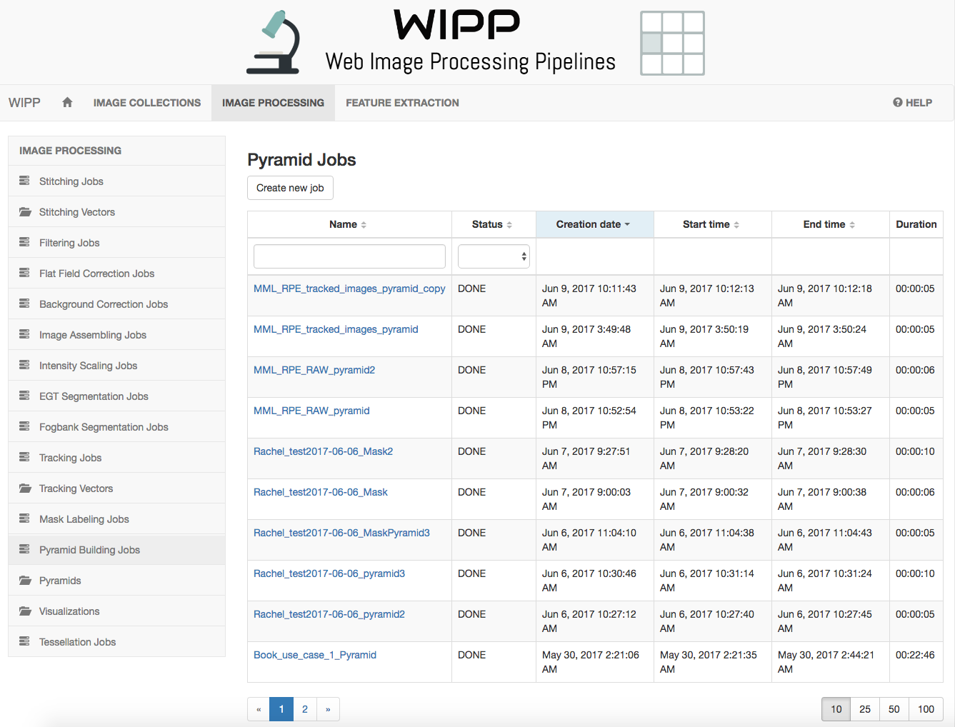 WIPP Pyramid jobs screenshot